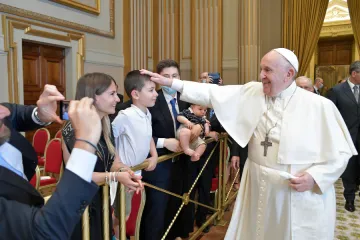 Pope Francis meets with deacons and their families at the Vatican on June 19, 2021